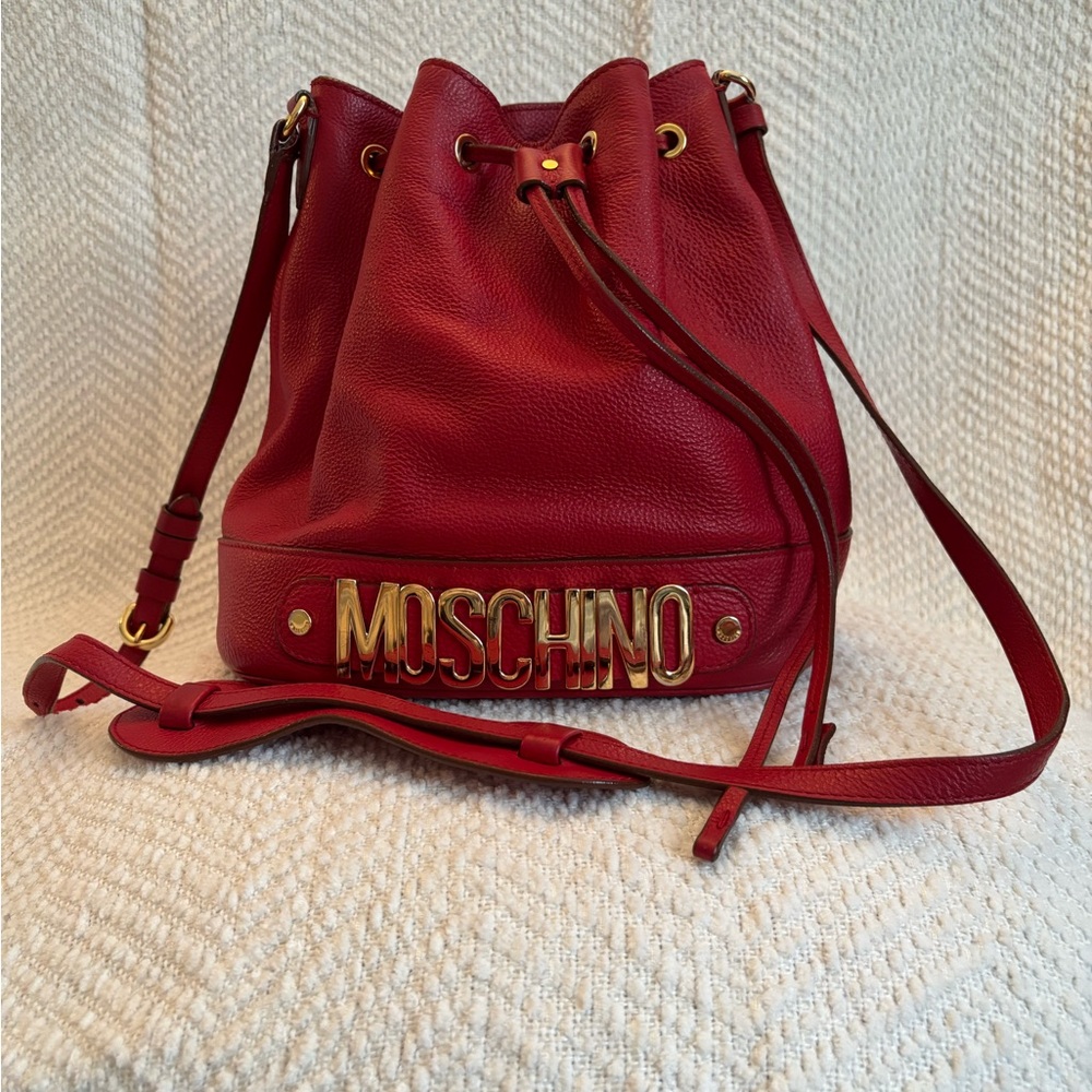 Moschino Red Leather Crossbody Bag